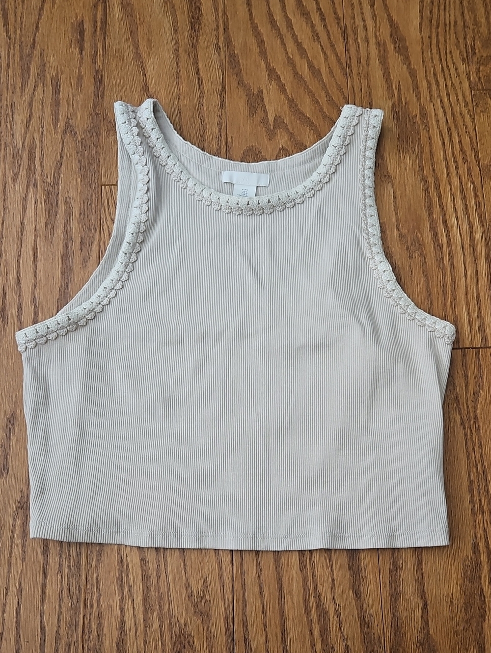 H&M Lace-Trimmed High Neck Crop Top Large